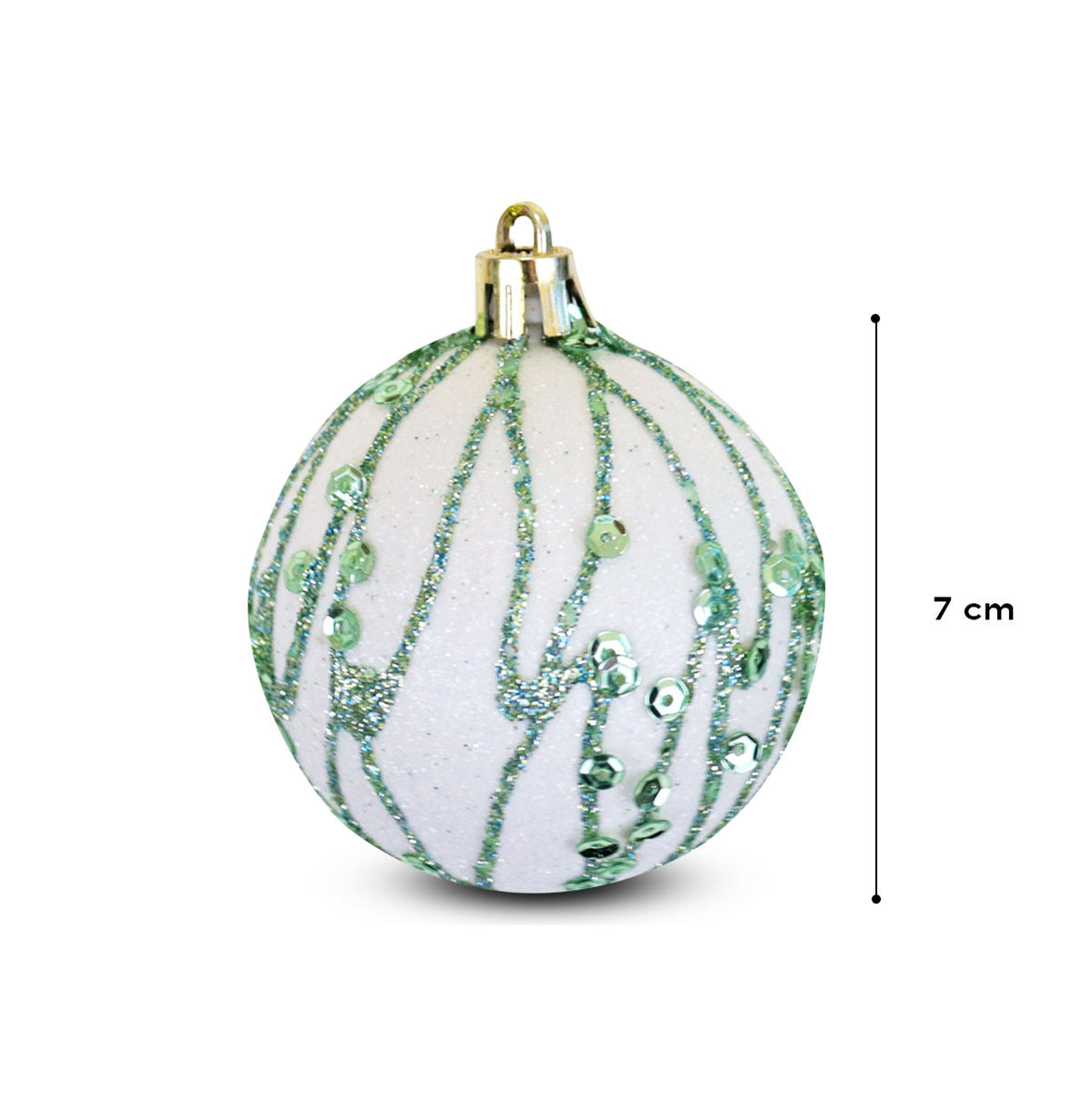 Esferas Navideñas Decoradas Verde/Blanco, 2 piezas. – Waldo's