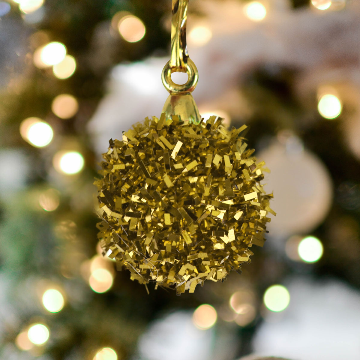 Set de 6 Mini Esferas de Tinsel color Oro