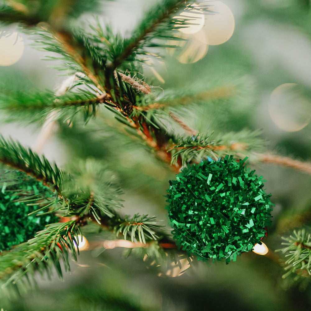 Set de 6 Mini Esferas de Tinsel color Verde