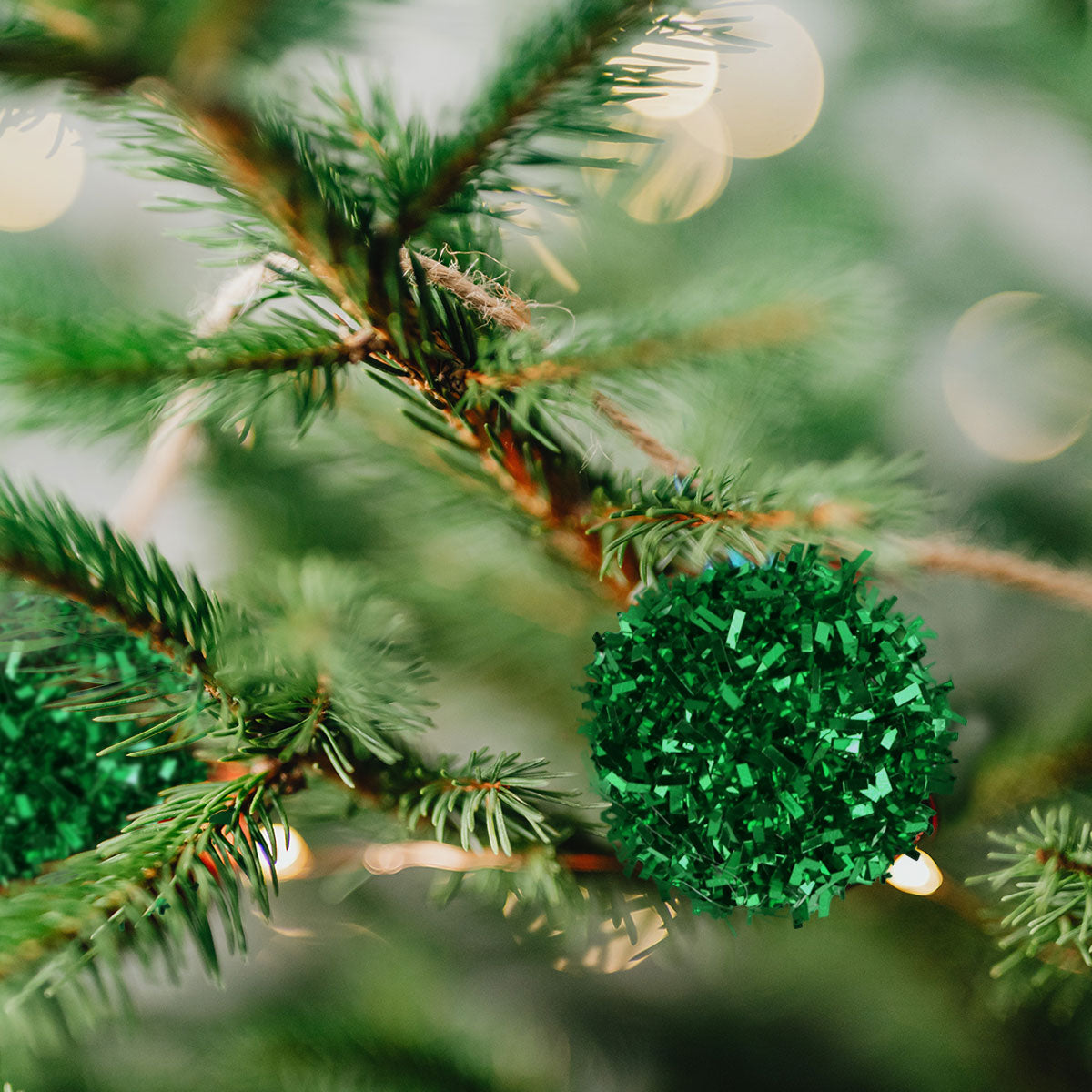 Set de 6 Mini Esferas de Tinsel color Verde