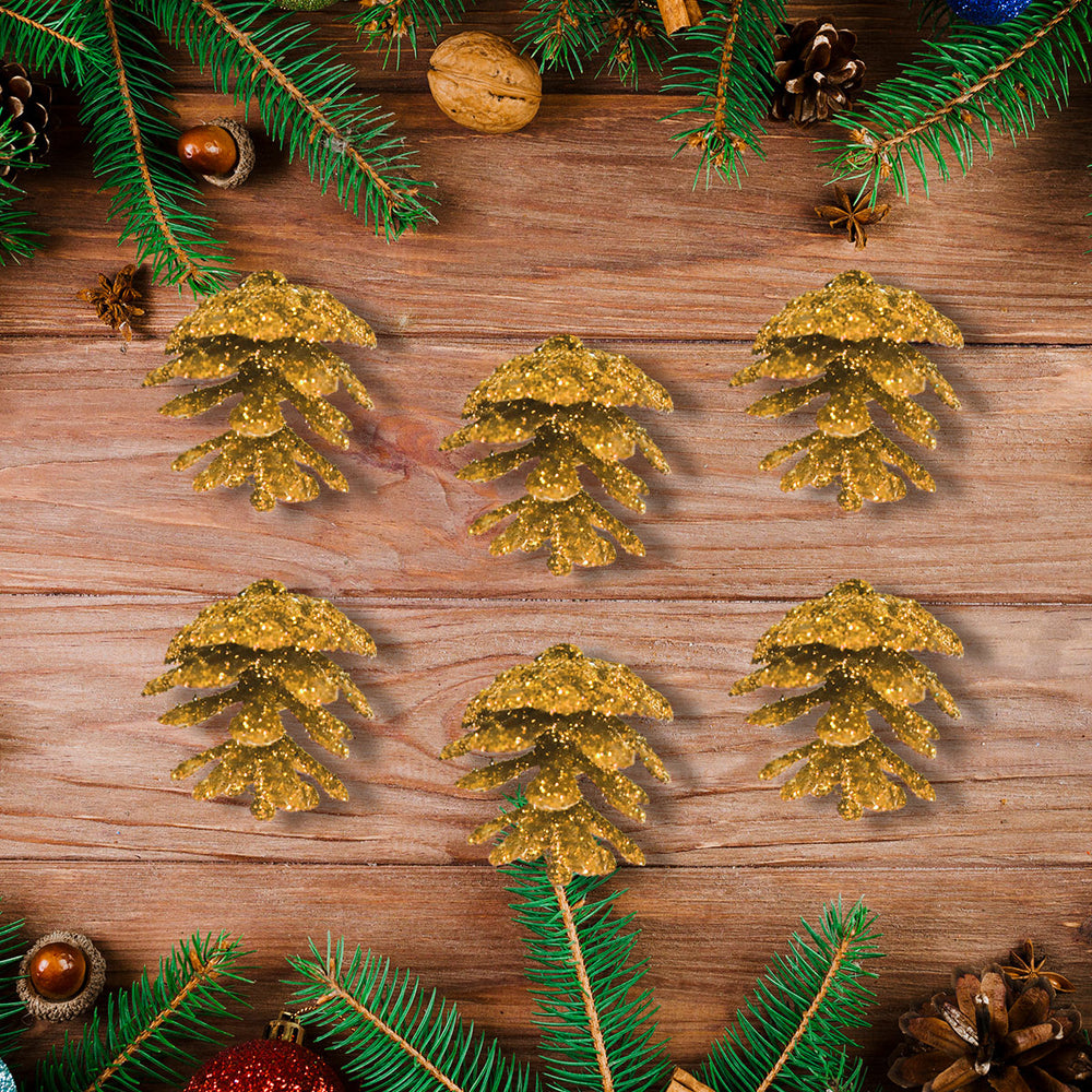 Mini Piñas Navideñas con Diamantina color Oro