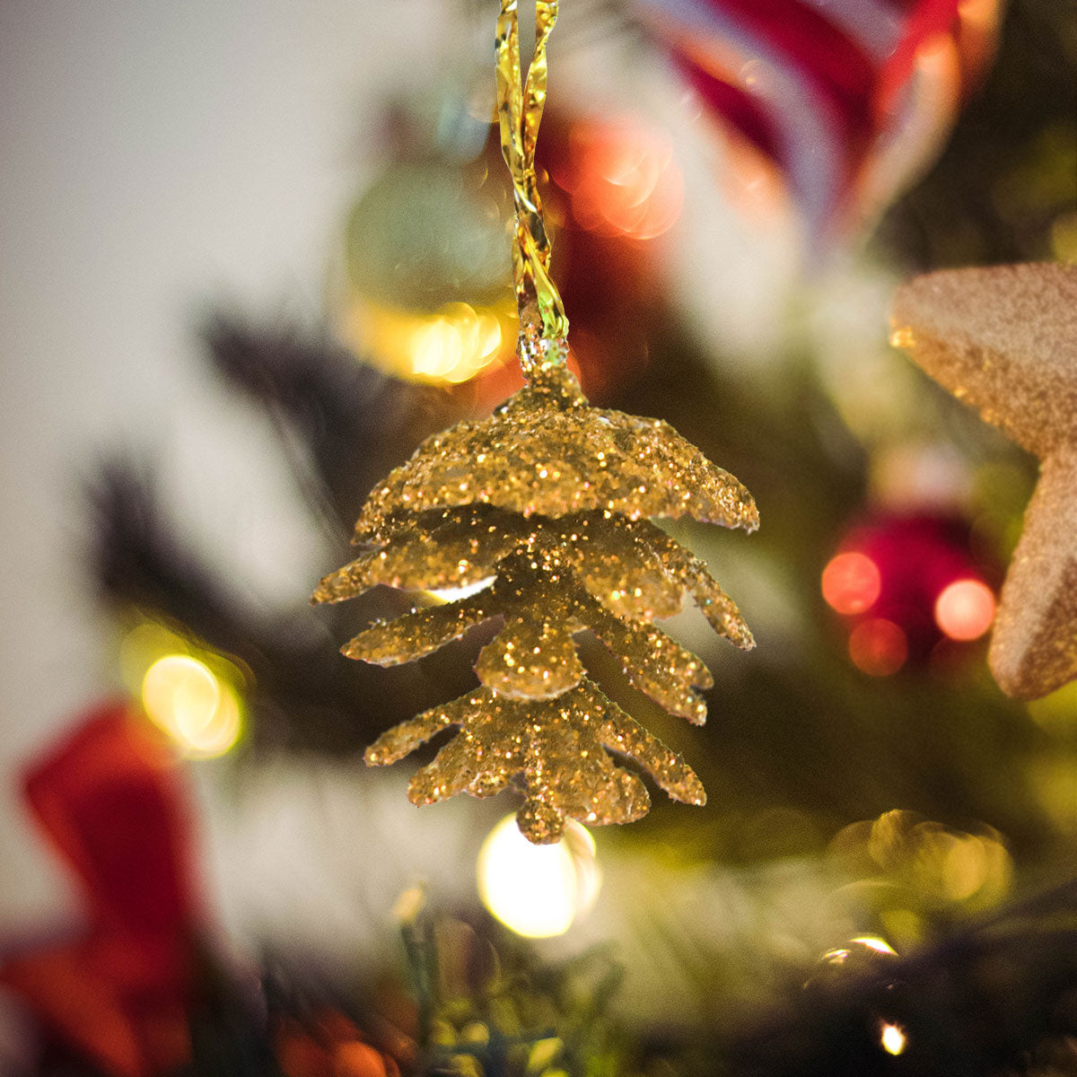 Mini Piñas Navideñas con Diamantina color Oro