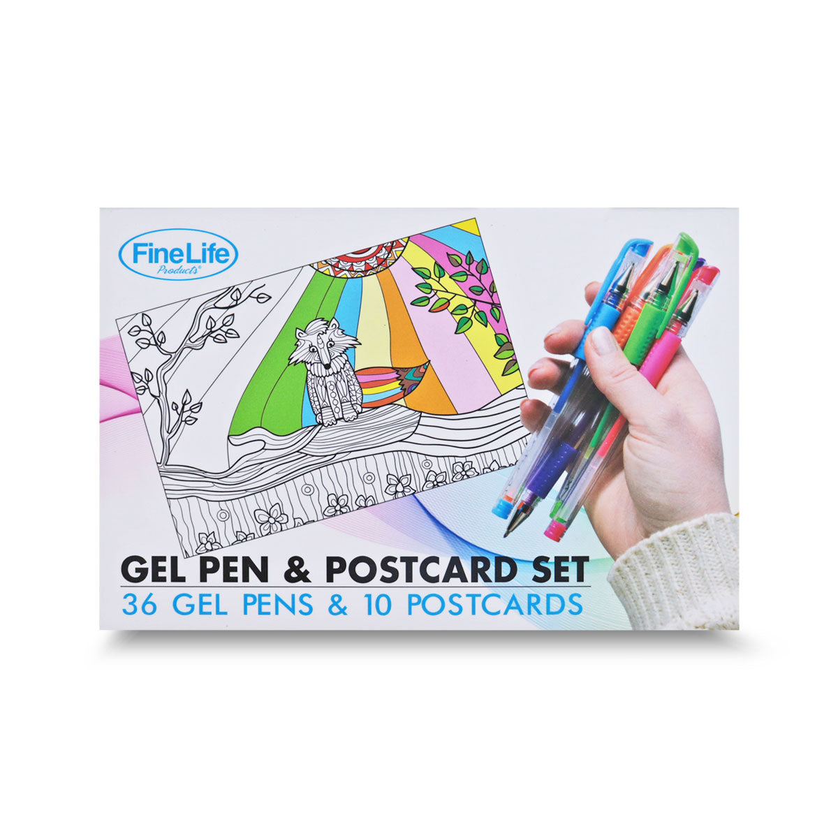 Bolígrafos de Gel de Colores 36 piezas + 10 Tarjetas para Colorear