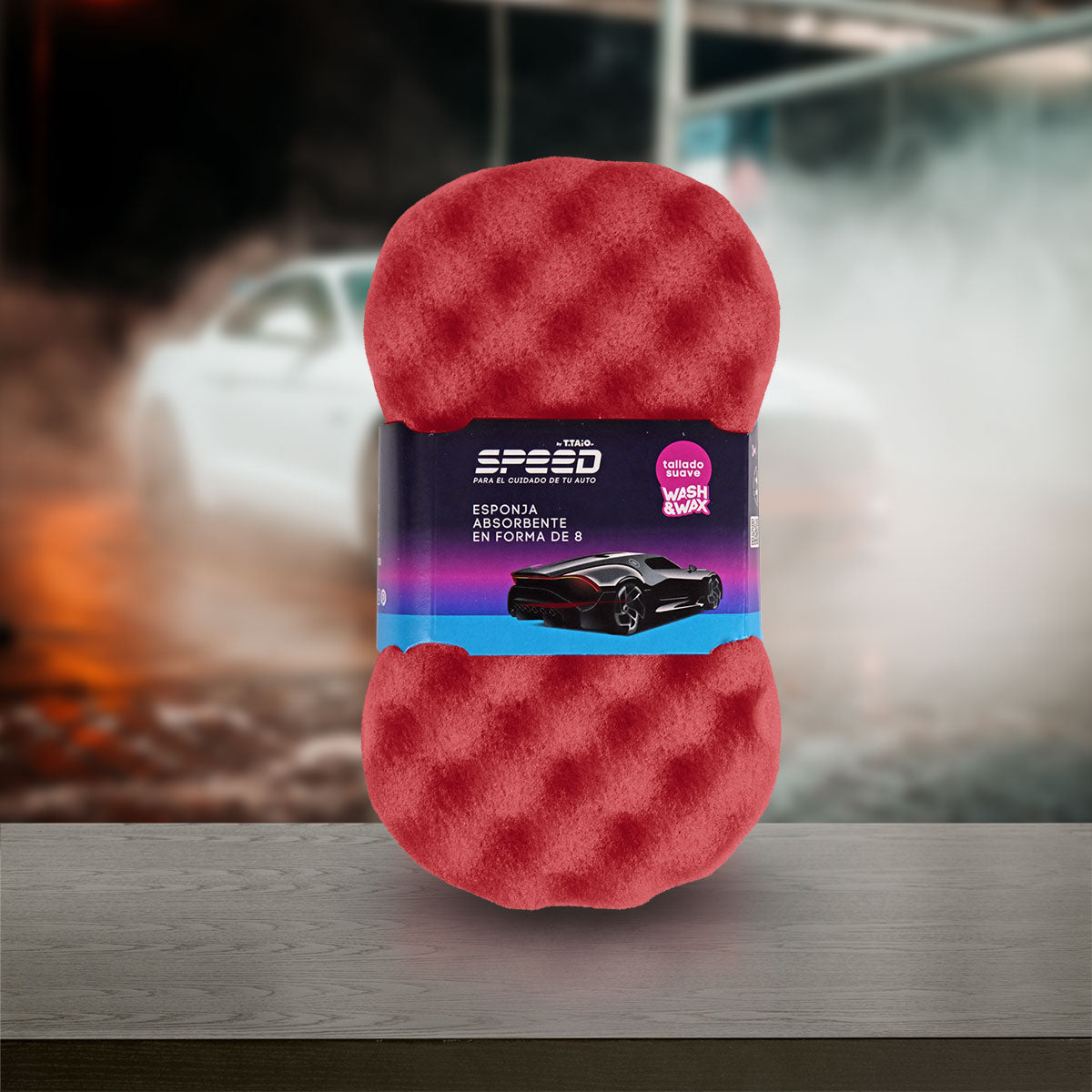 Esponja Forma 8 para Autos SPEED Color Rojo