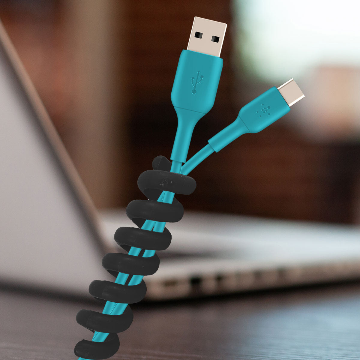 Resorte Organizador de Cables, Color Negro.