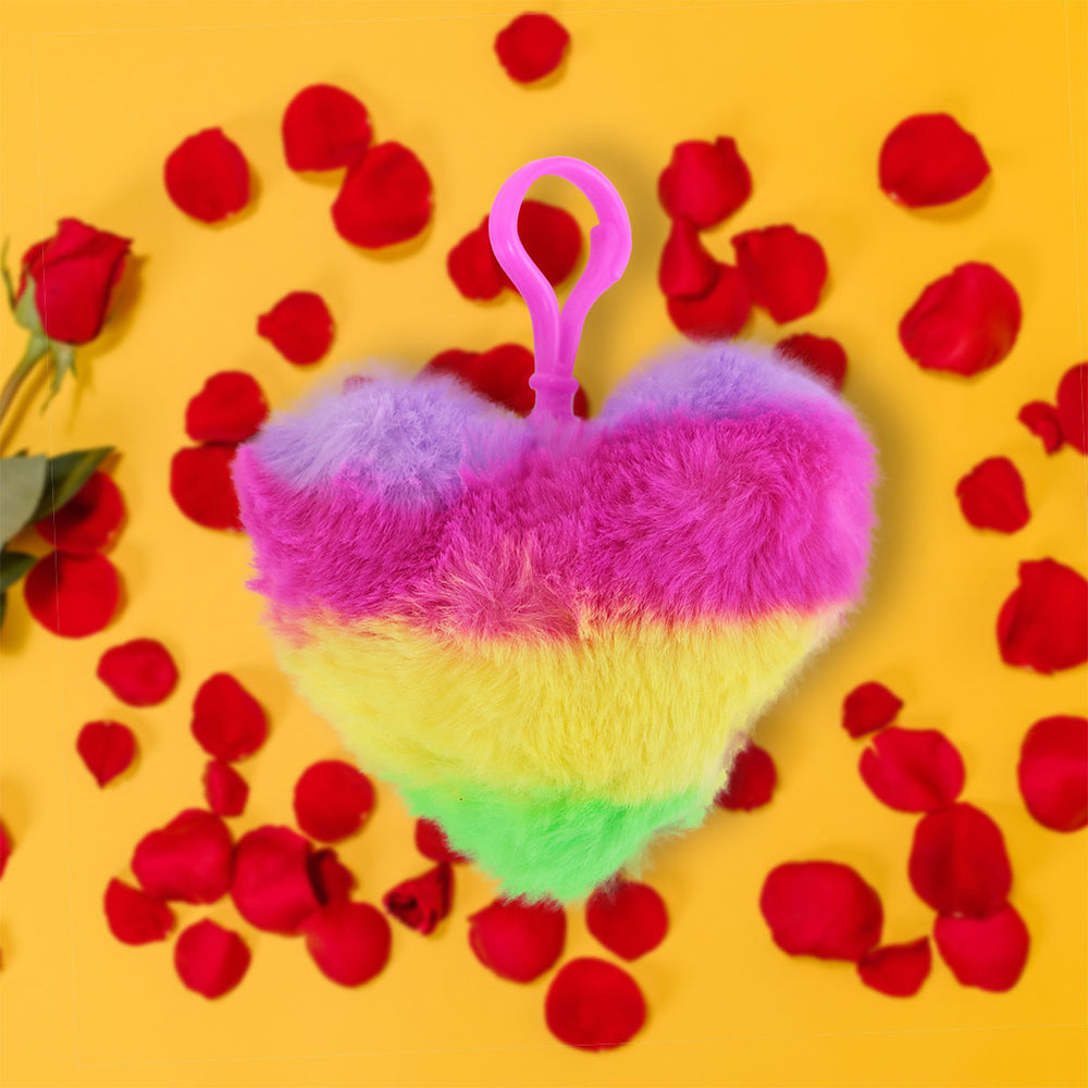 Llavero de Peluche Arcoíris en forma de Corazón