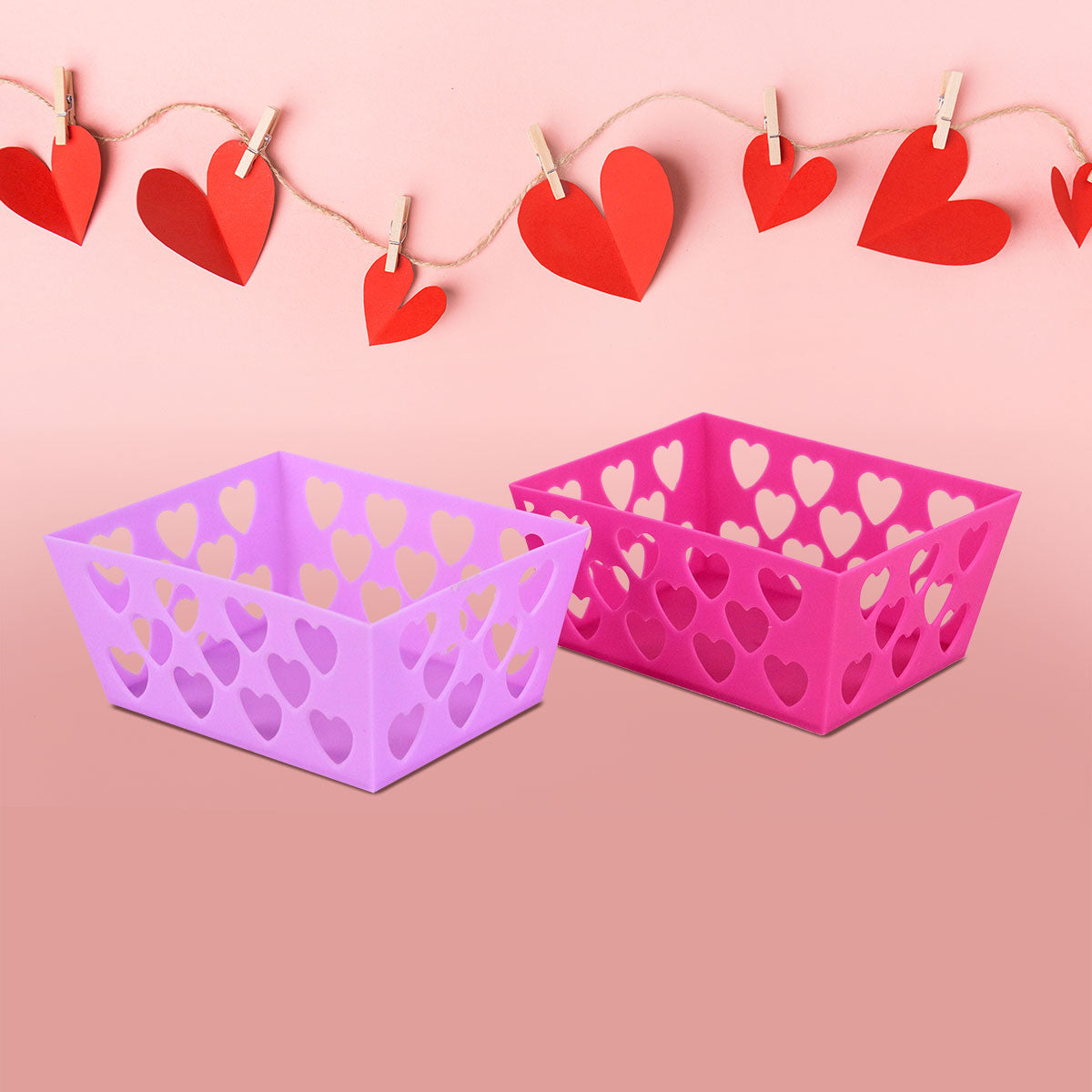 Canastas con Orificios en Forma de Corazón, 2 pza.