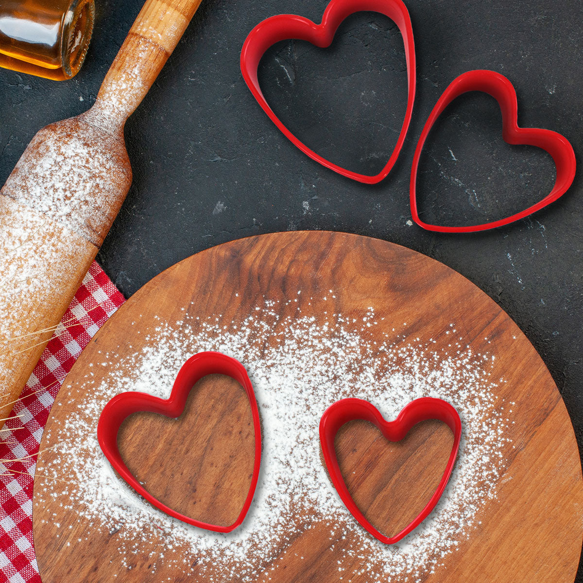 Moldes Cortadores para Galletas en Forma de Corazón, color Rojo 5 pza