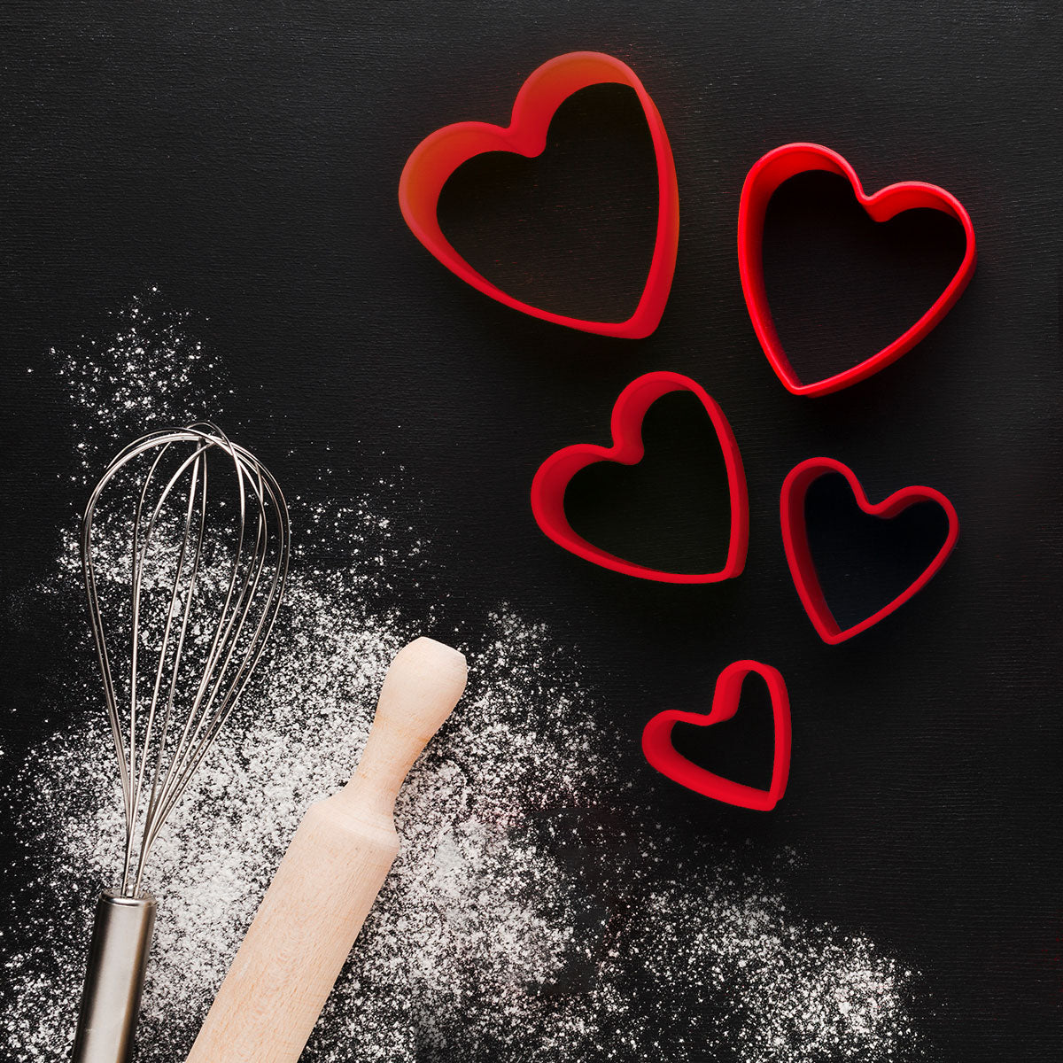 Moldes Cortadores para Galletas en Forma de Corazón, color Rojo 5 pza