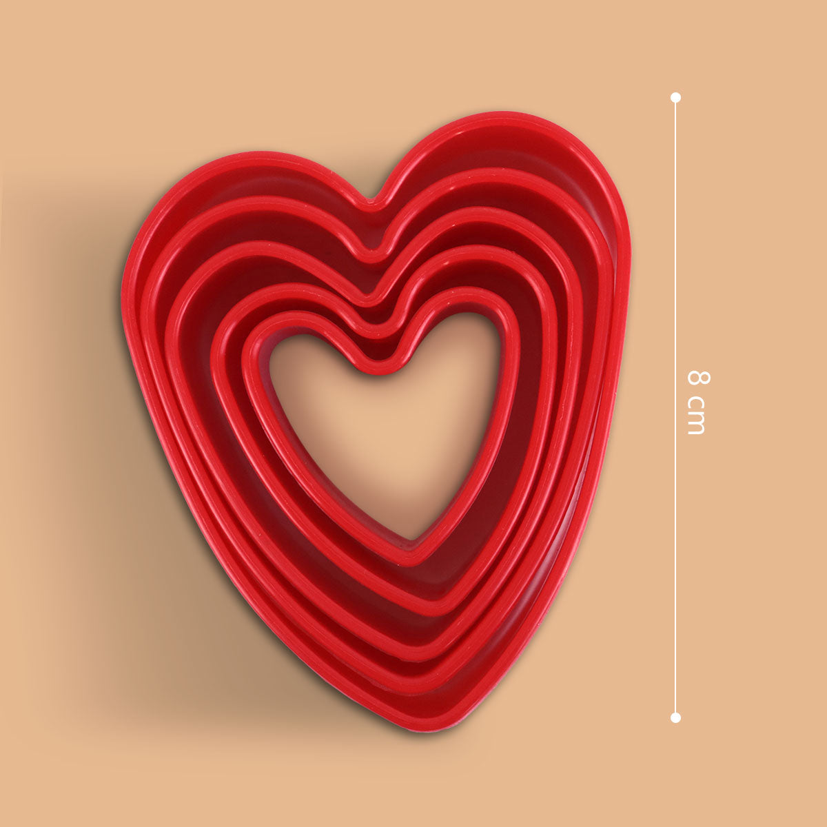 Moldes Cortadores para Galletas en Forma de Corazón, color Rojo 5 pza