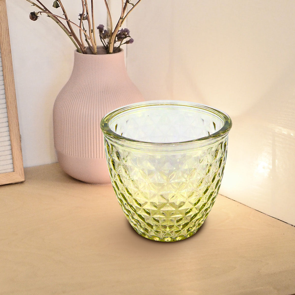 Portavela 11x11x10cm color Amarilla.