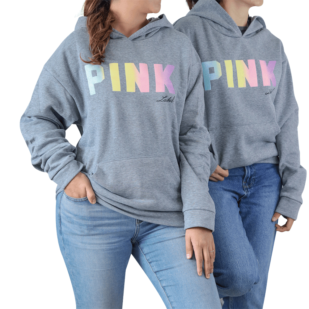 Sudadera Oversized con Estampado Pink para Dama, Gris