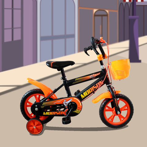 Bicicleta Rodada 12 Color Naranja para Niño, Ruedas de Apoyo.