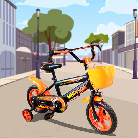 Bicicleta Rodada 12 Color Naranja para Niño, Ruedas de Apoyo.