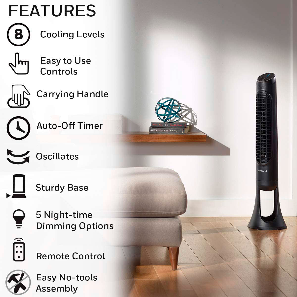 Ventilador Honeywell QuietSet 8 20.3x25.4x81.3 cm