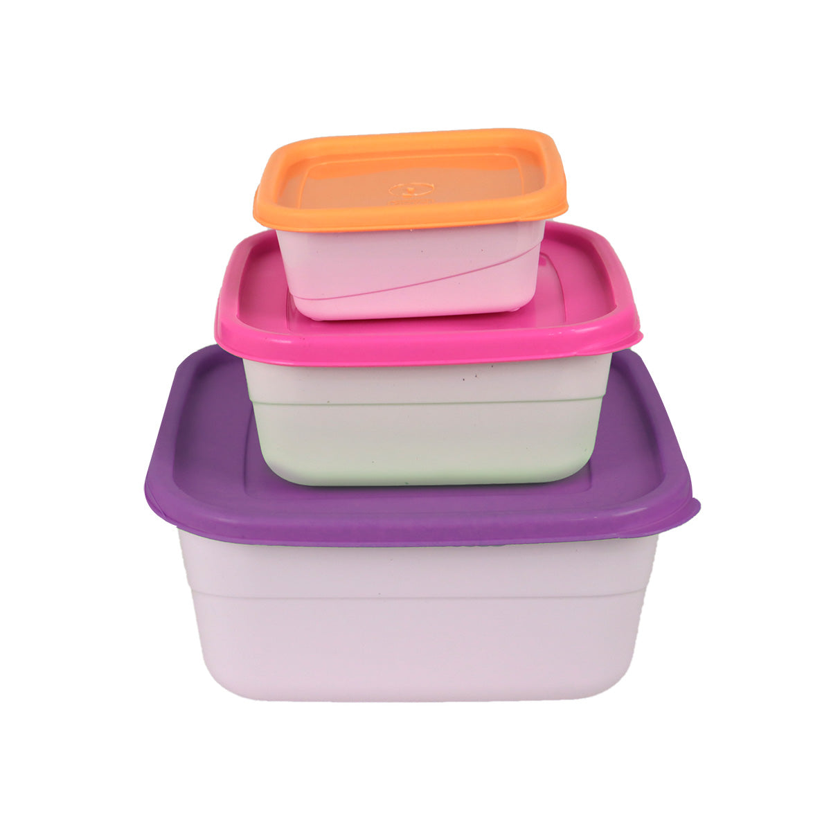 Set con 3 Herméticos Cuadrados Arcoiris: 450ml, 1.2L, 2.75L