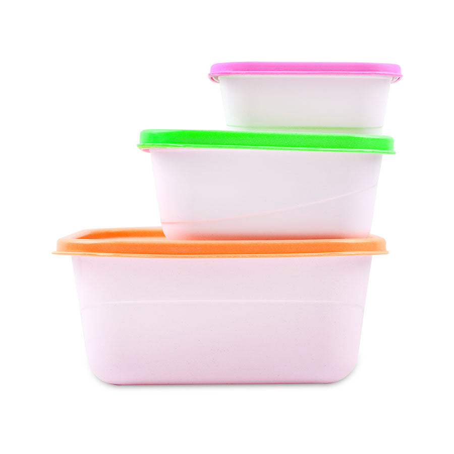 Set con 3 Herméticos Cuadrados Arcoiris: 450ml, 1.2L, 2.75L