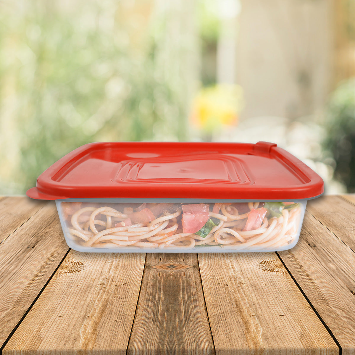 Contenedor Microfresh Cuadrado color Rojo 2L