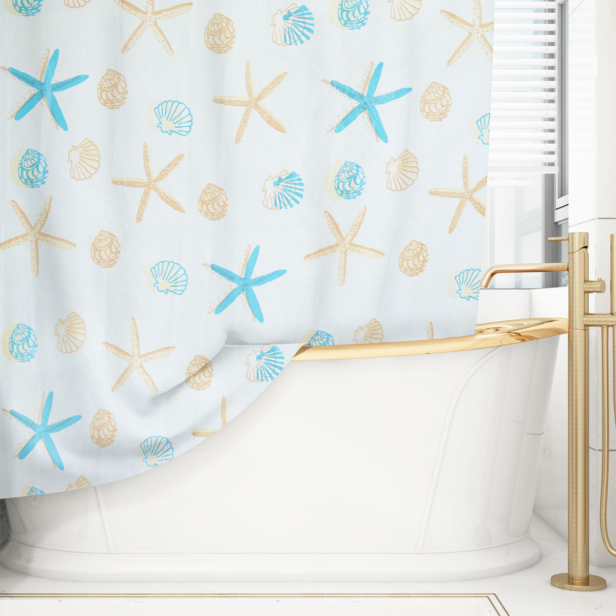 Cortina de Baño Decorada 1.8 m x 1.6 m