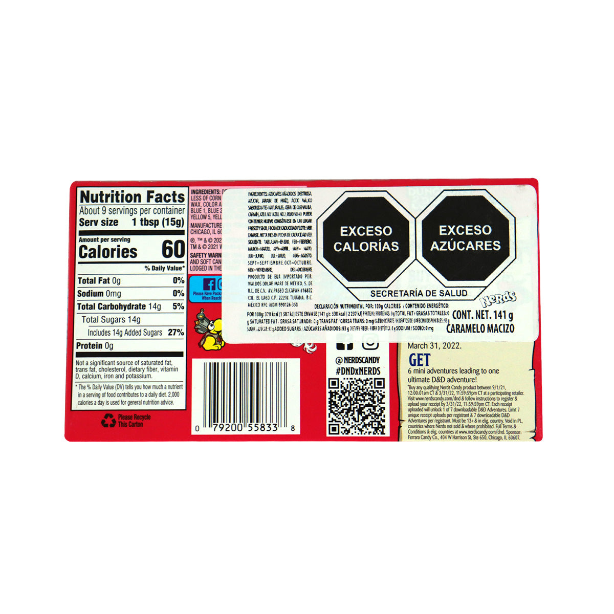 Caramelo Ácido Arcoíris, Wonka, 141 g