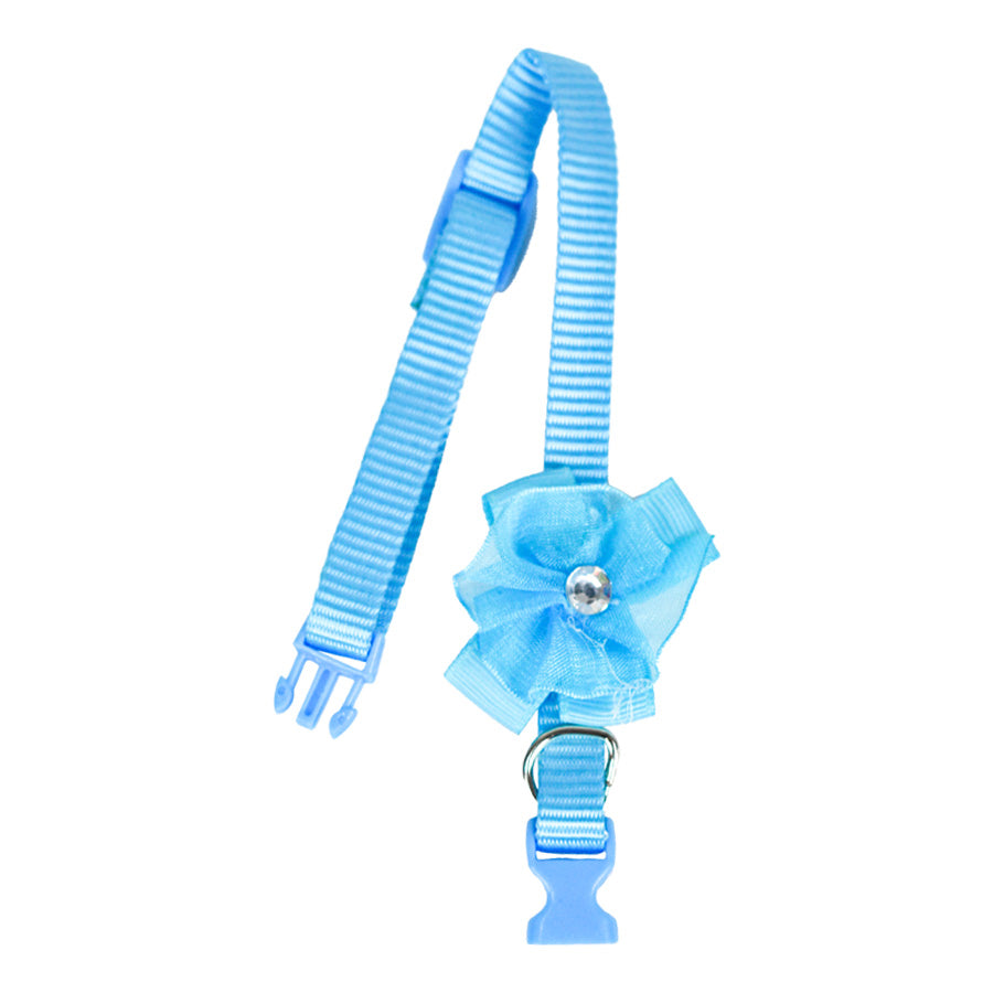 Collar Ajustable para Mascota con Flor Azul
