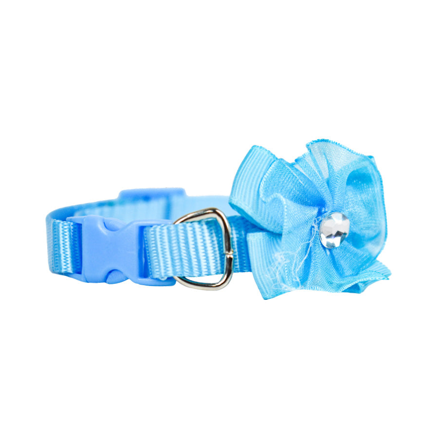 Collar Ajustable para Mascota con Flor Azul