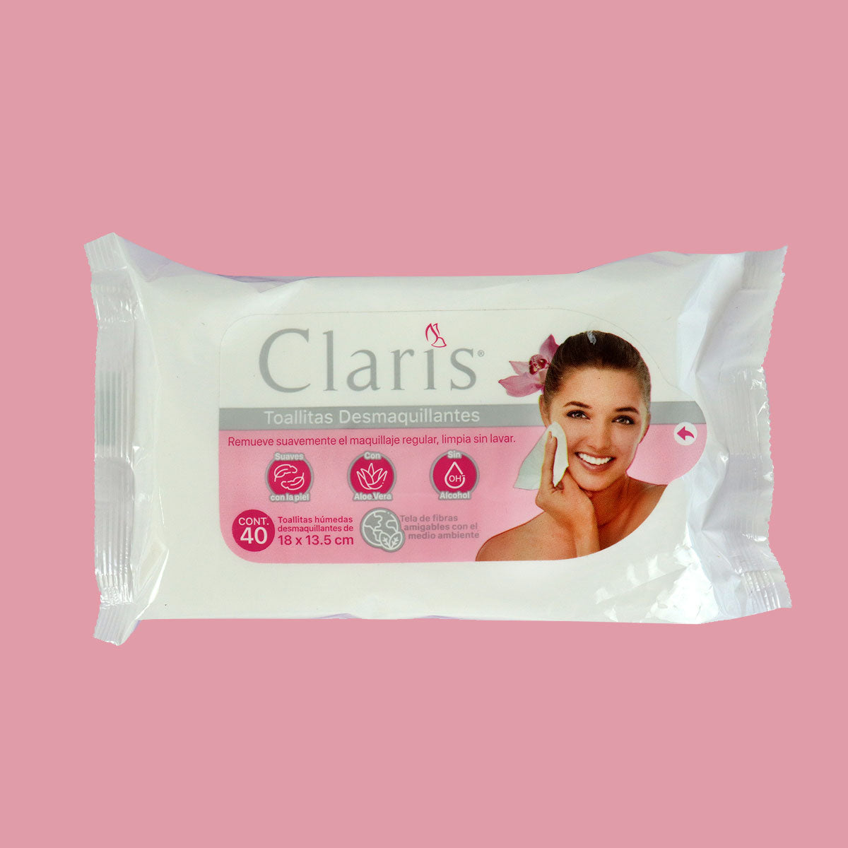 Toallitas Desmaquillantes Claris, 40 piezas