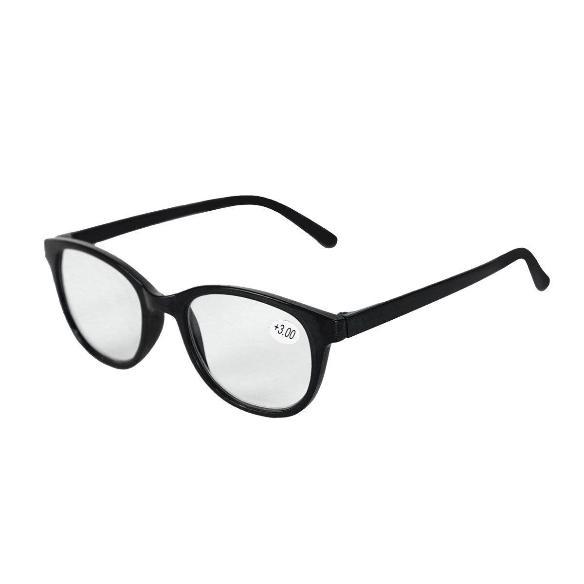Lentes de Armazón Negro Ovalado con Graduación de 3.00 Dioptrías, Ideal para Lectura