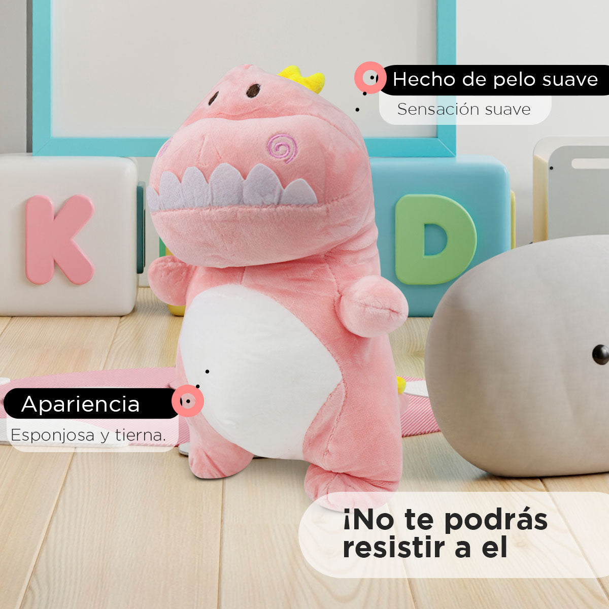 Adorable Dinosaurio de Peluche Suave color Rosa