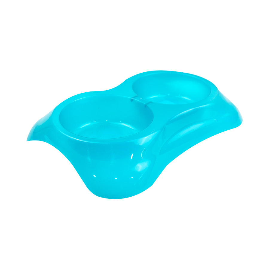 Plato Doble para Mascota color Aqua razas pequeñas