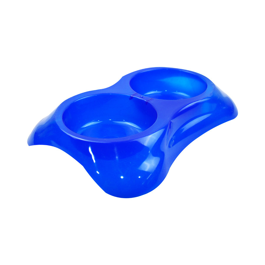 Plato Doble para Mascota color Azul razas pequeñas