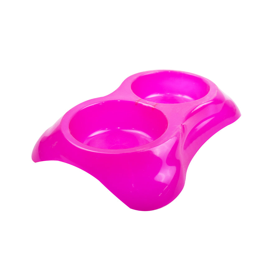 Plato Doble para Mascota color Rosa razas pequeñas