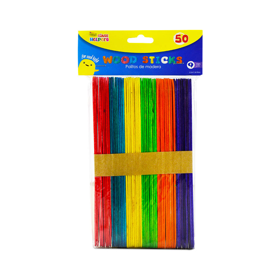 Palitos de Madera Didácticos en Colores 50pzas
