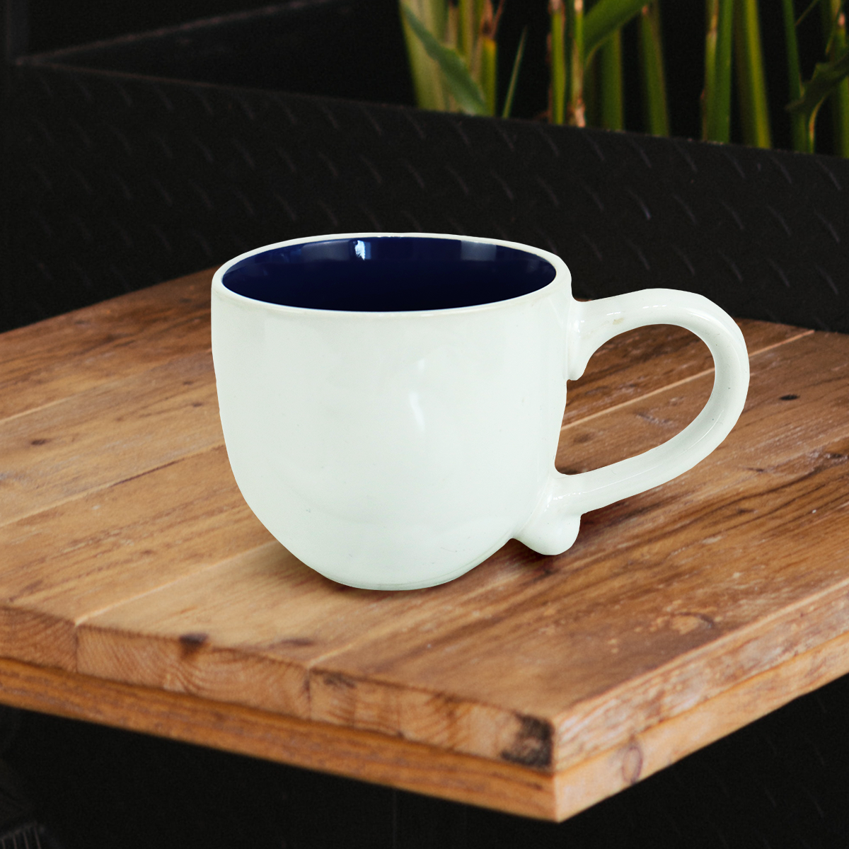 Taza de Cerámica Blanco con Azul