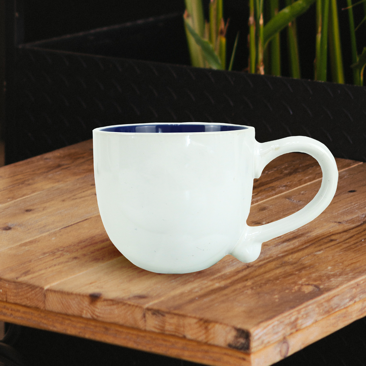 Taza de Cerámica Blanco con Azul