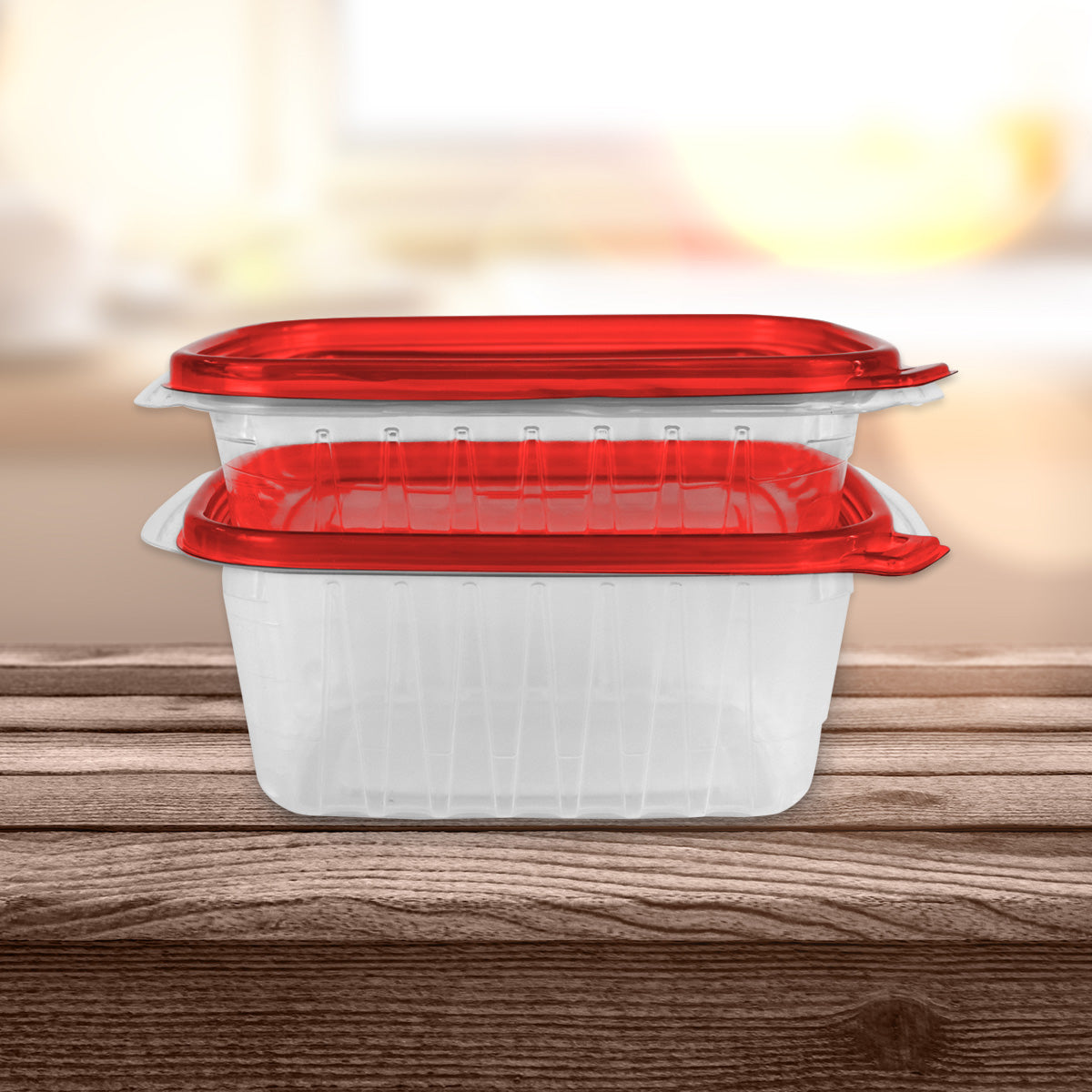 Set de 2 Recipientes de Plástico 1.2 L y 2.2 L Color Rojo