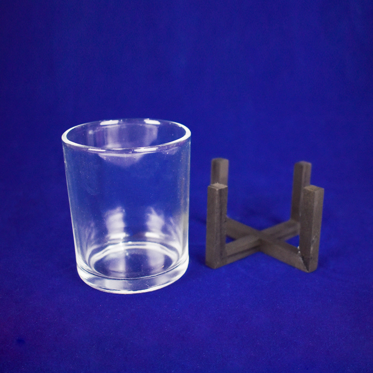 Portavela de Vidrio con Base de Madera