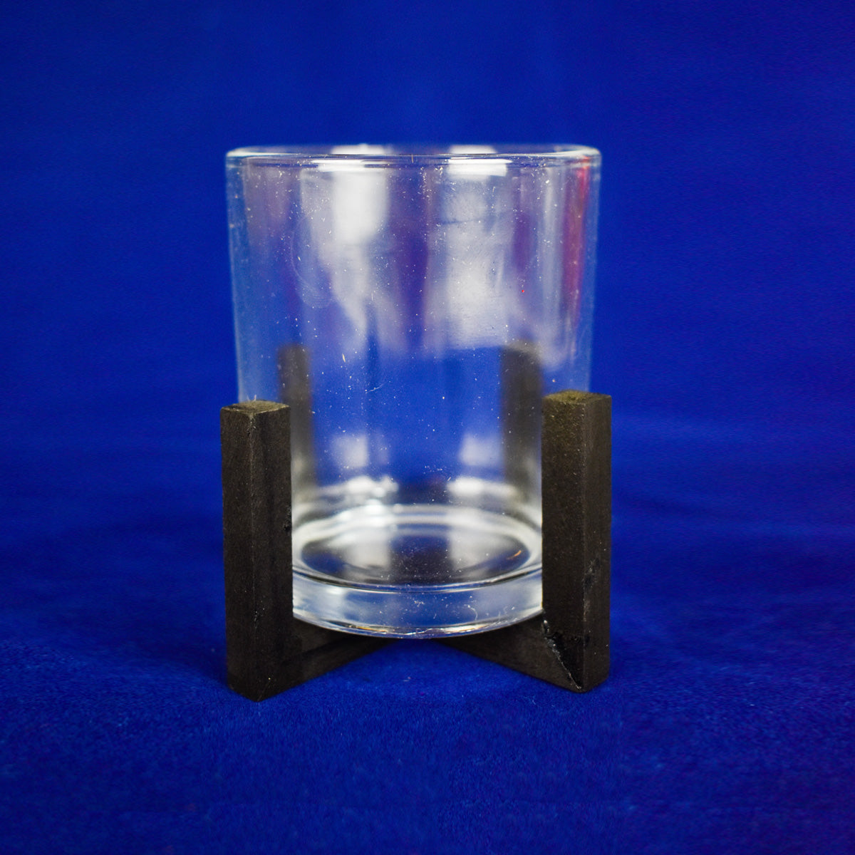 Portavela de Vidrio con Base de Madera