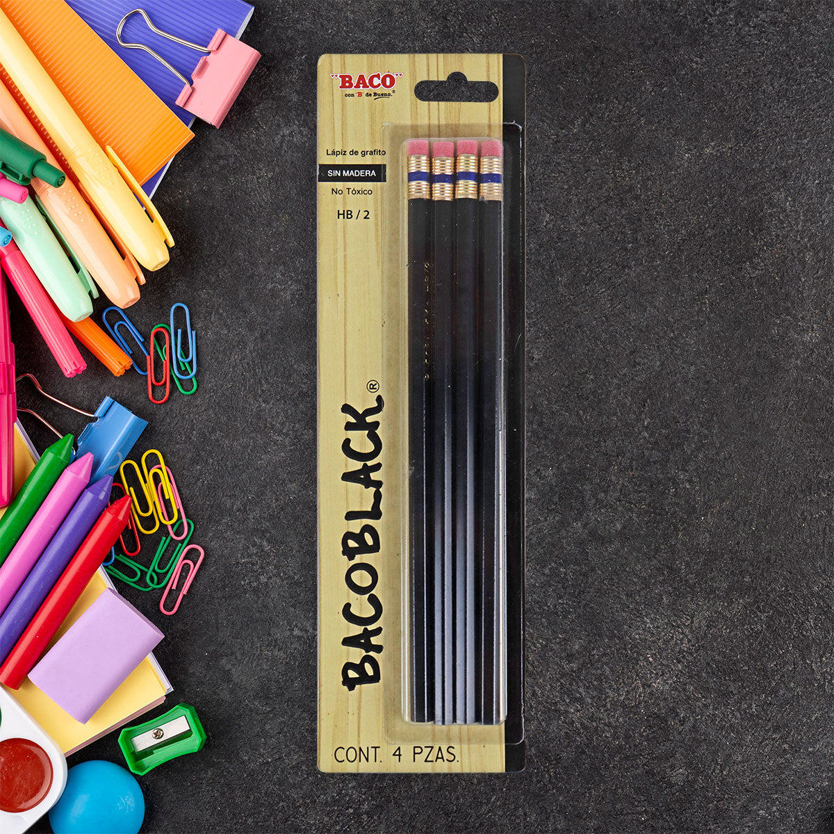 Lápices Escolares Azul, 4 piezas