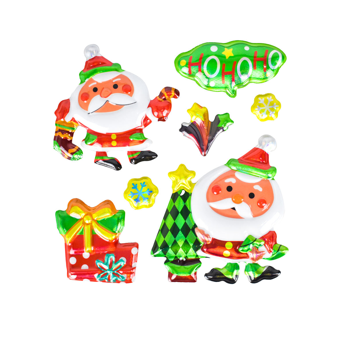 Stickers Puffy con Diseño Navideño, Santa Claus