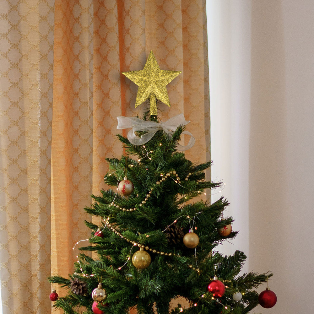 Estrella de Árbol, Color Dorado, Glitter