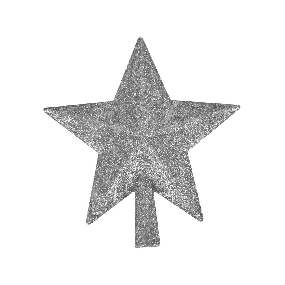 Estrella de Árbol, Color Plateado, Glitter