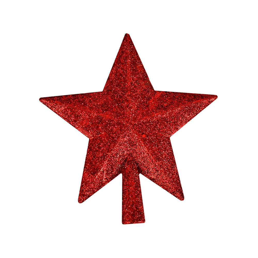 Estrella de Árbol, Color Rojo, Glitter