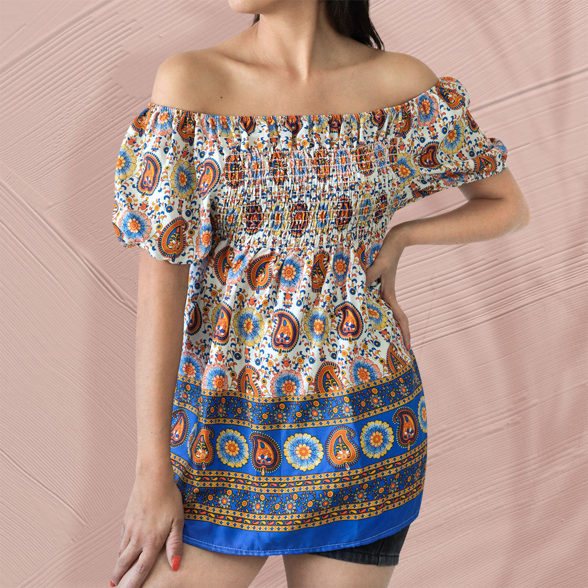 Blusa para Dama Diseño Blanco y Azul