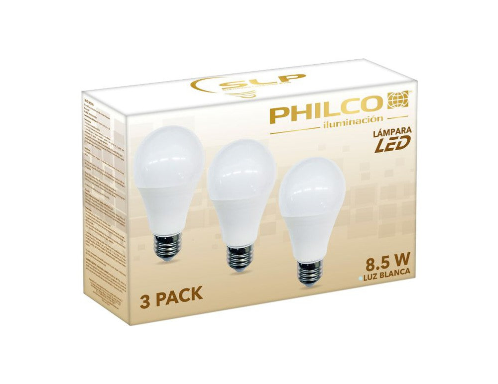 Paquete de Focos Led Philco 8.5w 3 Pzas