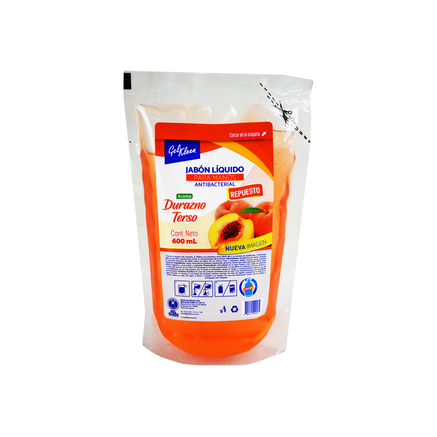 Jabón Líquido para Manos, Aroma Durazno, Gel Kleen 600ml