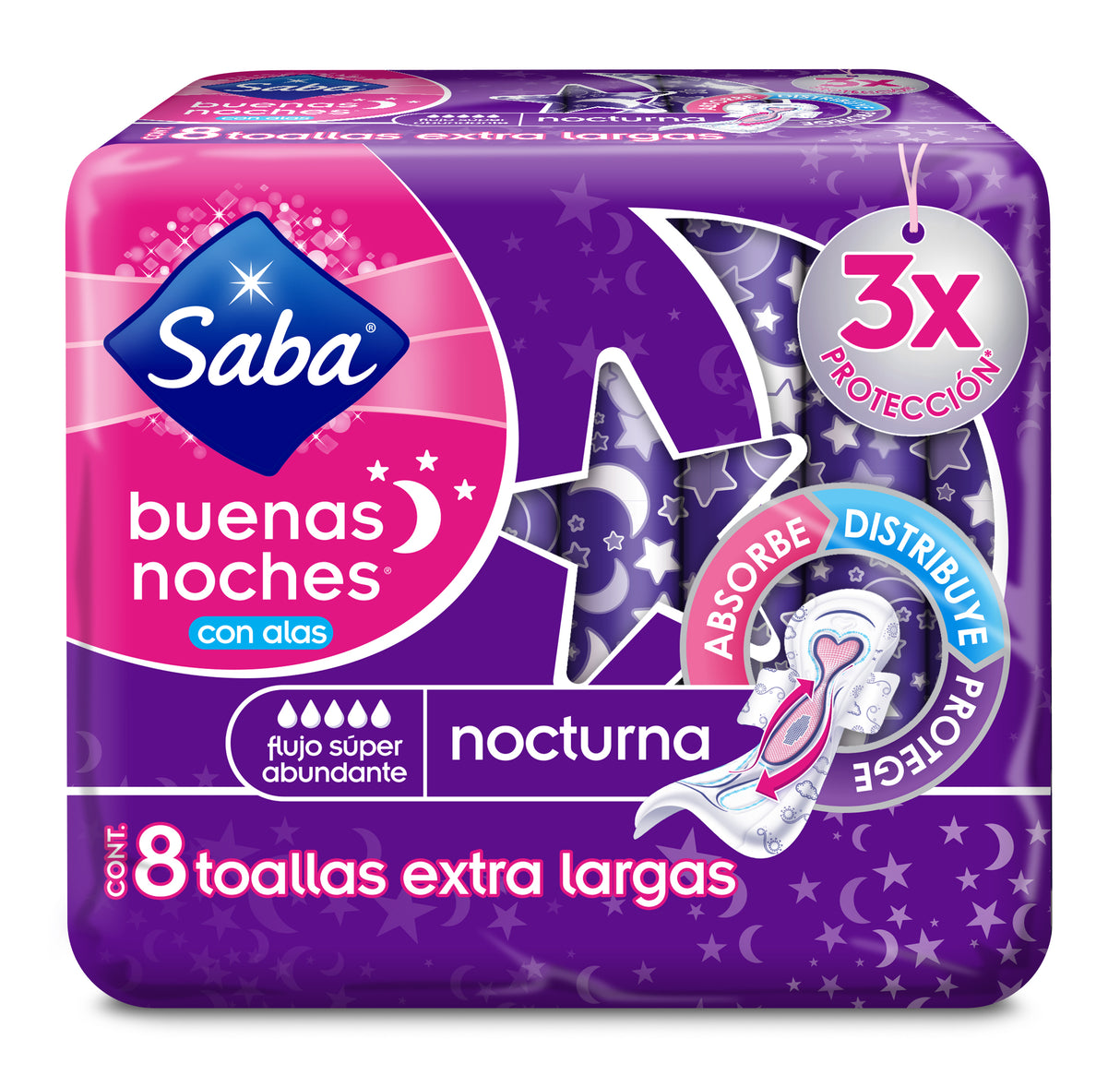 Toalla Femenina Saba Buenas Noches 8 Piezas (4610111143985)
