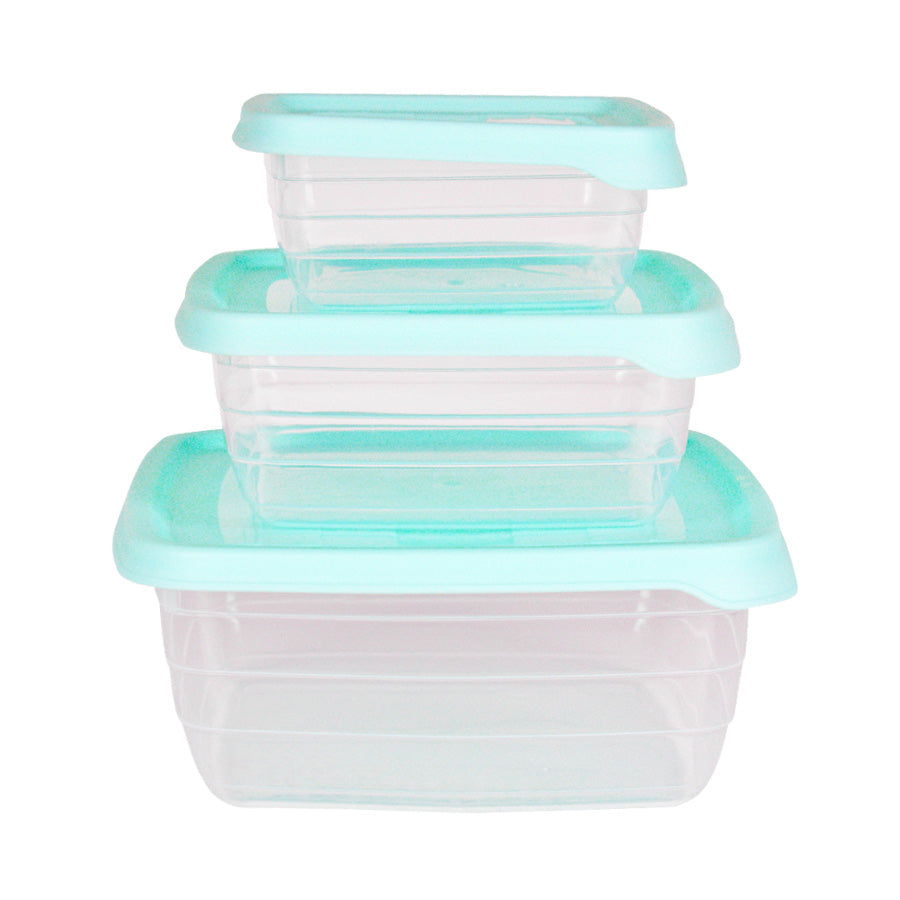 Inkanto Set de 3 Herméticos Cuadrados tapa color Menta