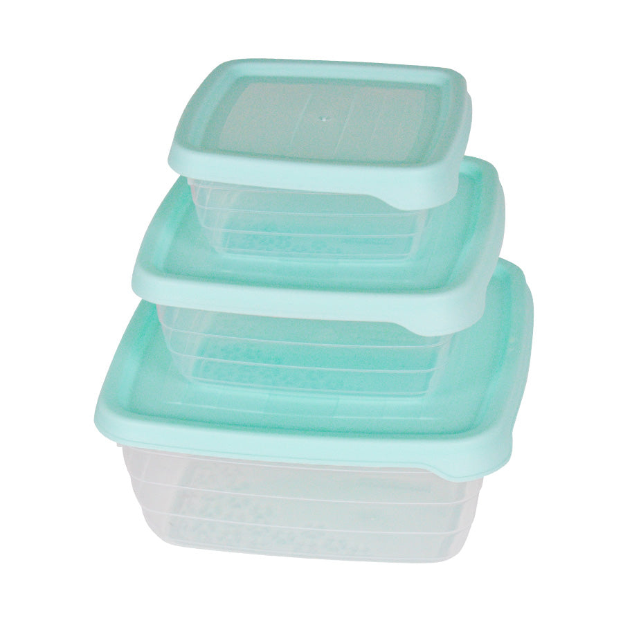 Inkanto Set de 3 Herméticos Cuadrados tapa color Menta