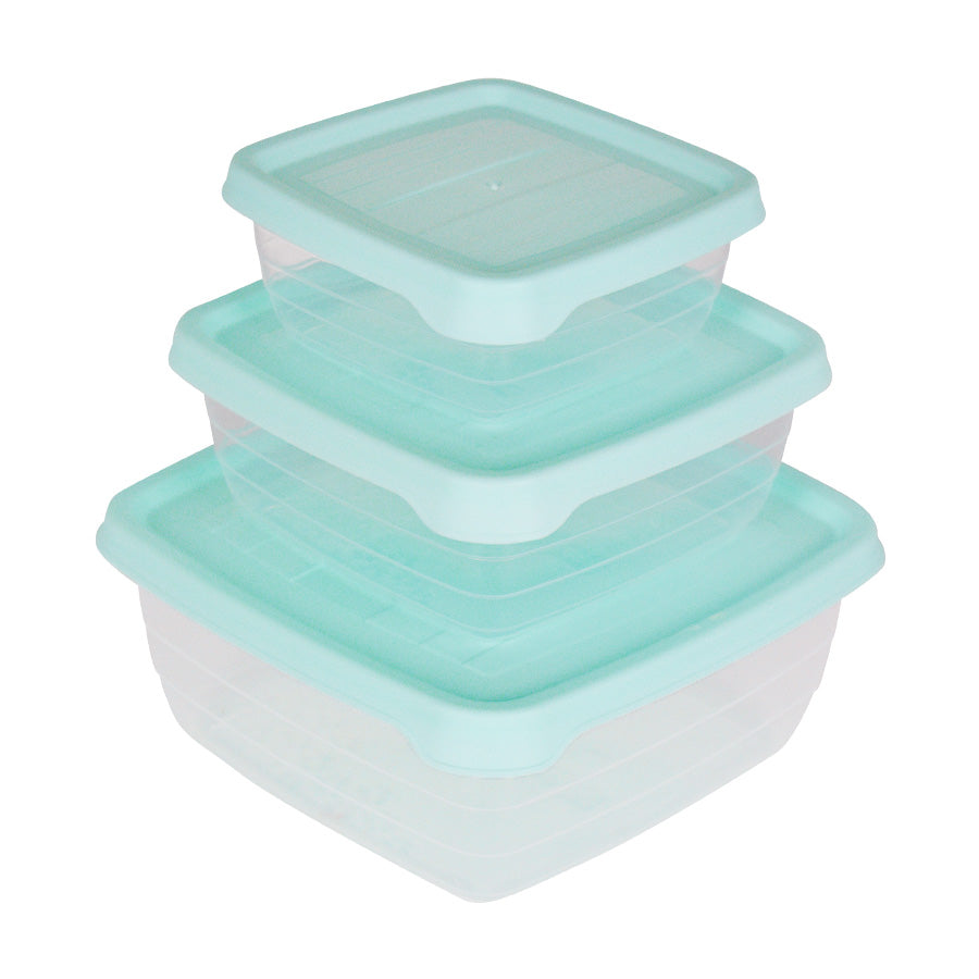 Inkanto Set de 3 Herméticos Cuadrados tapa color Menta